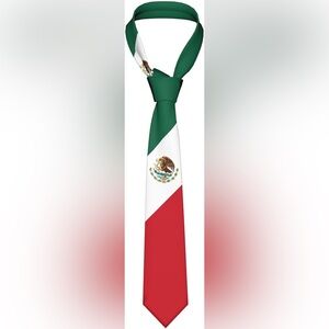 Mexico Flag Emblem Striped Necktie Men'S Neck Ties Mens Party Business Neckties
